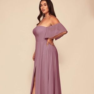A-Line Off the Shoulder Chiffon Floor-Length Dress NWT Size 14